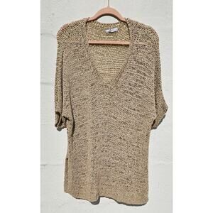 Amore Top Womens Large Beige Natural Knit Woven Slouchy Lagen Minimalist Italy